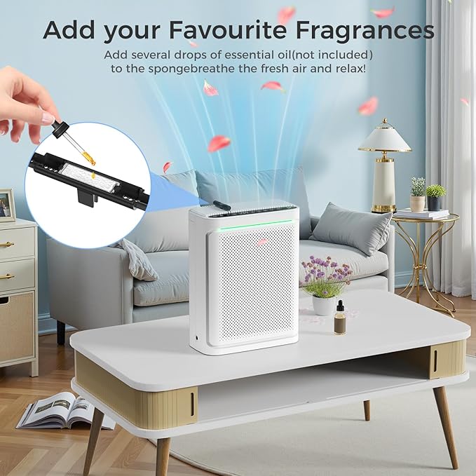 VOOPNU Air Purifiers For Home With Air Quality Display Cover Area Up to 2152 Sq.Ft Equipped with True H13 Washable Filter Air Cleaner with Fragrance Sponge for Bedroom Dorm Room, DH-JHD08(White)