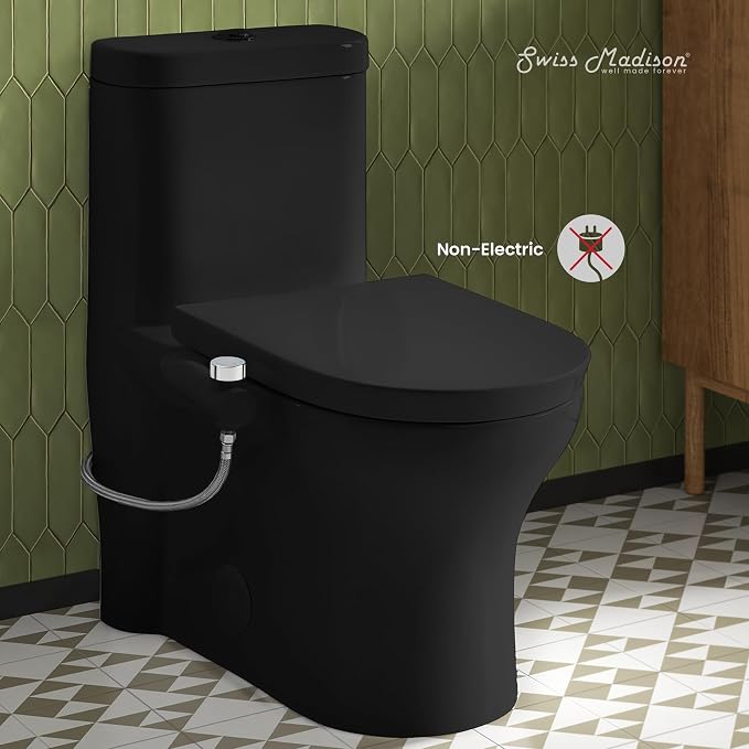 Swiss Madison Aqua Non-Electric Bidet Toilet Attachment in Glossy Black
