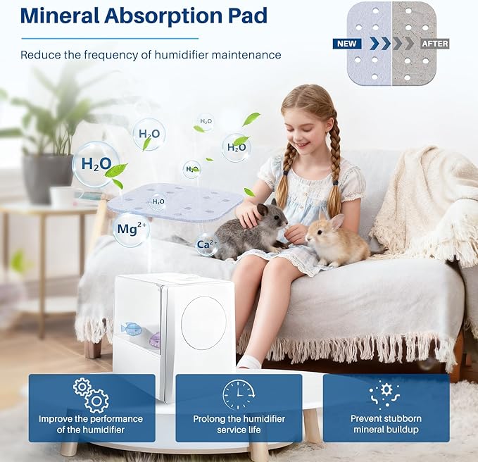 Humidifier Filter Replacement for LEVOIT, Mineral Absorption Pad Compatible with LV600S, LV600HH, OasisMist450S, Capture Particles in Tank to Improve Humidification- 20 Filters and 6 Humidifier Fishs