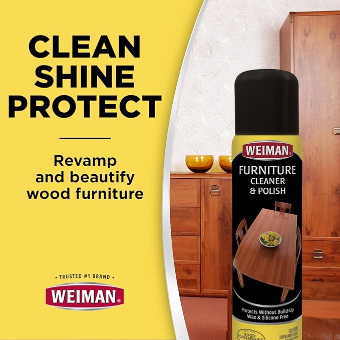 Weiman Wood Furniture Cleaner & Polish - Cleans, Shines & Protects Finished Wood Surfaces - 2 PACK with MicroFiber Cleaning Towel Included