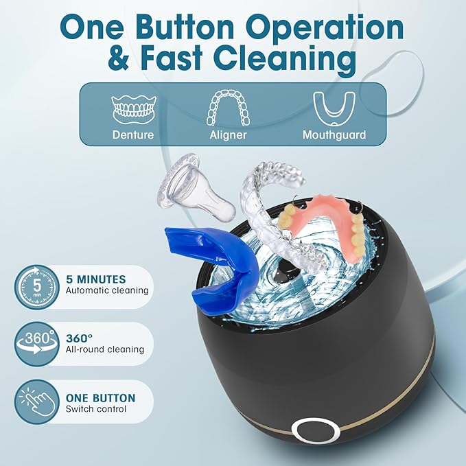 Dental Ultrasonic Retainer Cleaner Pod: Nicwell Morning Cleaning Silent Operation - Stain-Free Confidence for Married Women 200ml Tank