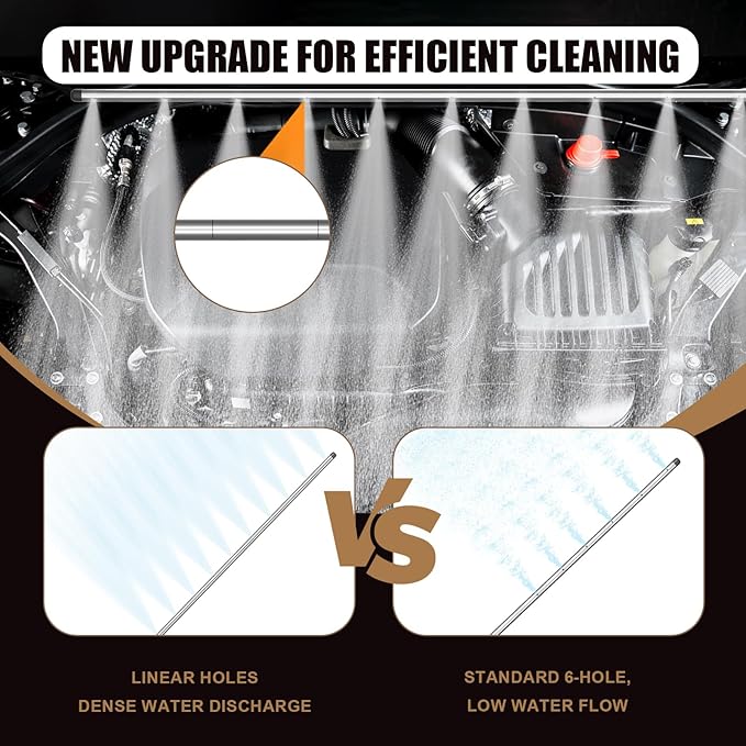 24" Radiator Cleaning Wand & Flush Tool for Cars, Trucks & RVs – Compact Radiator Fin Cleaner with Dual Water/Air Flush, 4500 PSI Stainless Steel Nozzle, Quick-Connect