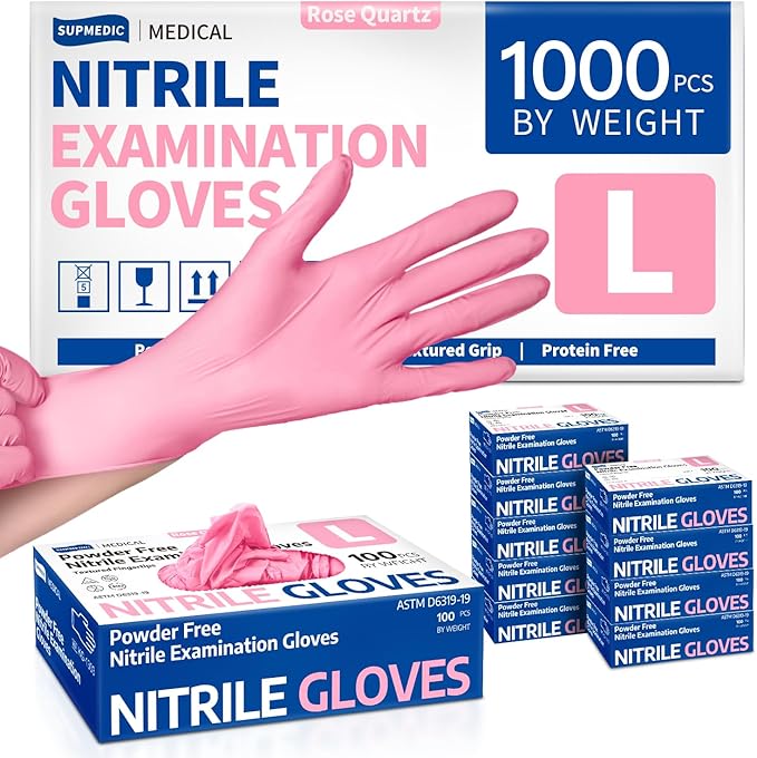 Supmedic Nitrile Exam Gloves, Powder-Free Latex-Free Disposable Glove for Medical Cooking Esthetician Cleaning, 1000 Pcs