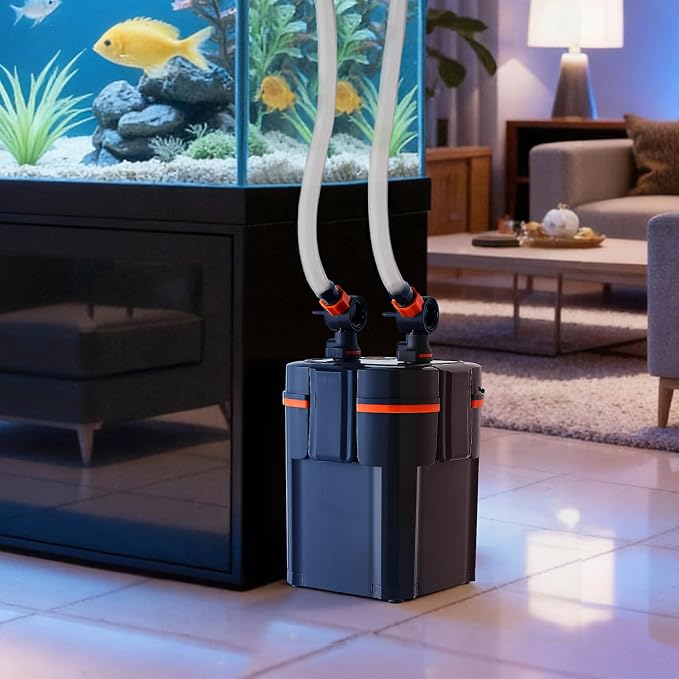VEVOR 224.5GPH Canister Filter, 2-Stage External Aquarium Filter with Timed Light, Powerful Pump, Water Circulation Cleaning with Media for Large Fish Tanks & Aquariums Up to 55 Gallons, Freshwater