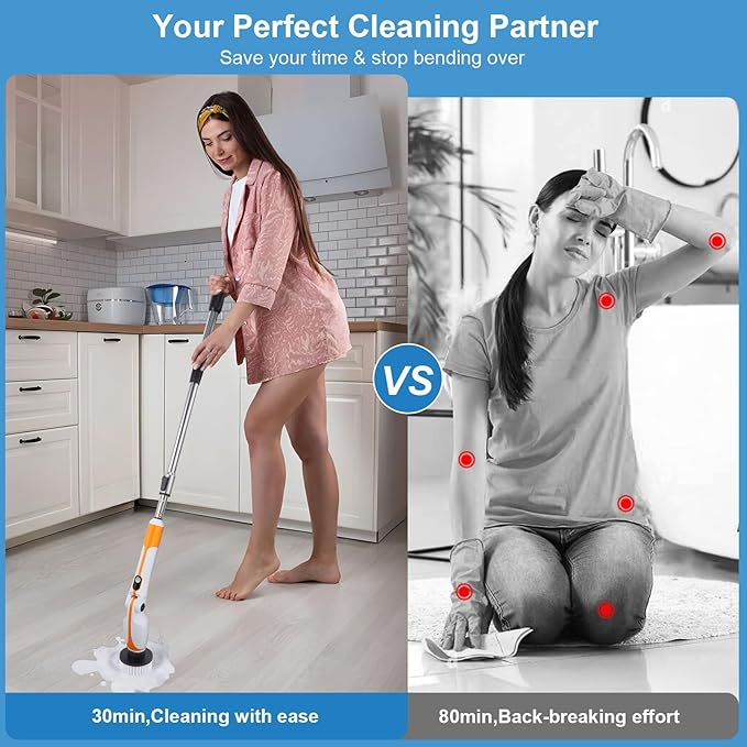 Electric Spin Scrubber with Extendable Handle & 4 Adjustable Angles, High-Speed Cleaning Brush for Versatile Deep Cleaning, Perfect for Bathroom, Shower, Tub, Tiles & Floors