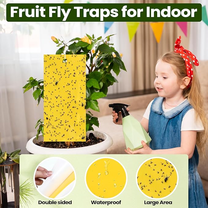 Qualirey 7.8 x 3.9 Inch Yellow Sticky Traps for Plant Double Sided Sticky Trap for Gnats with Twist Ties Fly Traps for Fruit Insect Fungus Bugs Indoor Outdoor (200 Pcs)