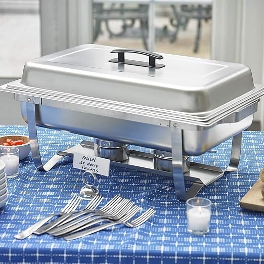 Sterno Buffet Kit Foldable Chafing Dish Buffet Set - Chafing Dishes for Buffet & Catering Food Warmers - Catering Supplies & Food Warming Trays for Buffet Party - 8-Piece Chafing Dish Set