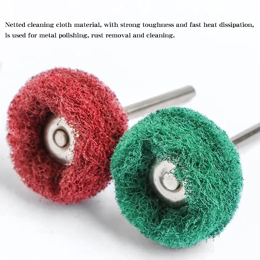 100pcs 1"" Abrasive Wheel Buffing Polishing Wheel Set for Rotary Tool, with 2.35mm Shaft for Rust Removal Deburring Metal Polishing Red 320#