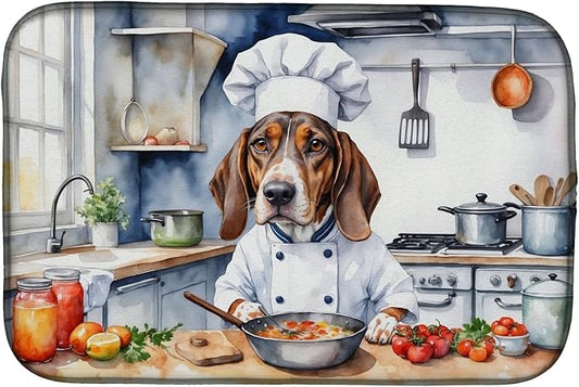 Caroline's Treasures DAC6186DDM American English Coonhound The Chef Dish Drying Mat Absorbent Dish Drying Mat Pad for Kitchen Counter Dish Drainer Mat for Countertop, 14 x 21", Multicolor