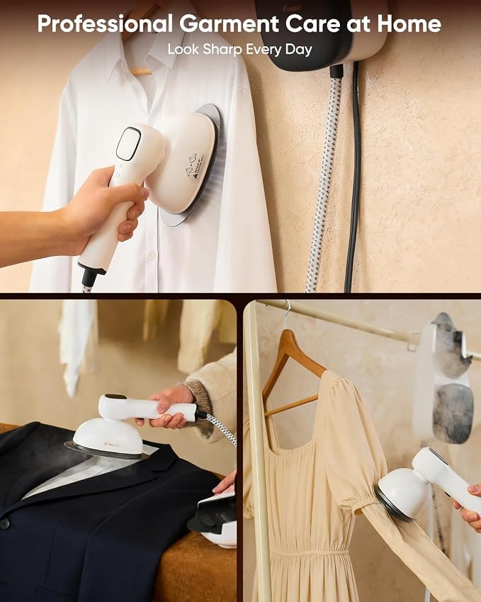 VITANEST 2-in-1 Steam Iron & Steamer, 1150W Turbo with 30s Heat-Up, 570mL Detachable Tank, 6 Modes, Self-Cleaning, Vertical & Horizontal Ironing for Home & Travel (White)