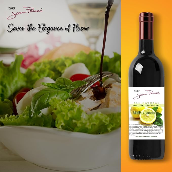 Chef Jean Pierre's Italian Balsamic Vinegar - 375ml (12.5oz) Rich Lemon Flavor, 12-Years Traditional Barrel Aged - Ideal For Enhancing Your Meals