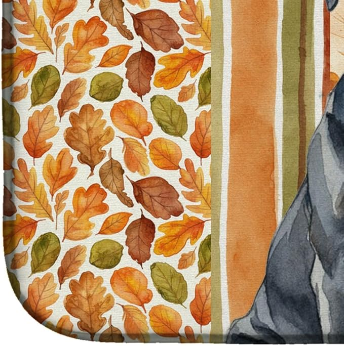 Caroline's Treasures Black Neapolitan Mastiff Heirloom Fall Dish Drying Mat Absorbent Dish Drying Mat Pad for Kitchen Counter Dish Drainer Mat for Countertop, 14 x 21", Multicolor