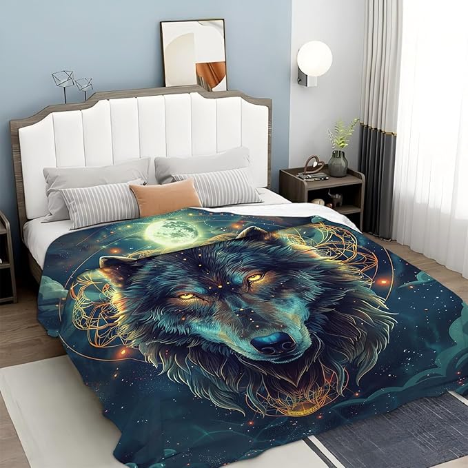 Tijuboni Wolf Throw Blanket Wolf Gifts for Girls Boys Women Men Kids Adults Soft Flannel Fleece Blanket for Couch Sofa Bed Home Decor 40"x50"