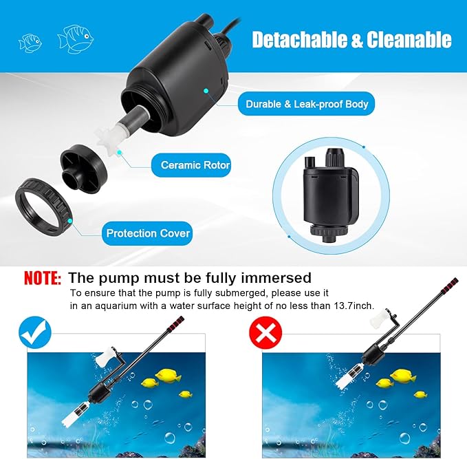 AQQA Aquarium Magnetic Cleaner Brush & Aquarium Gravel Cleaner