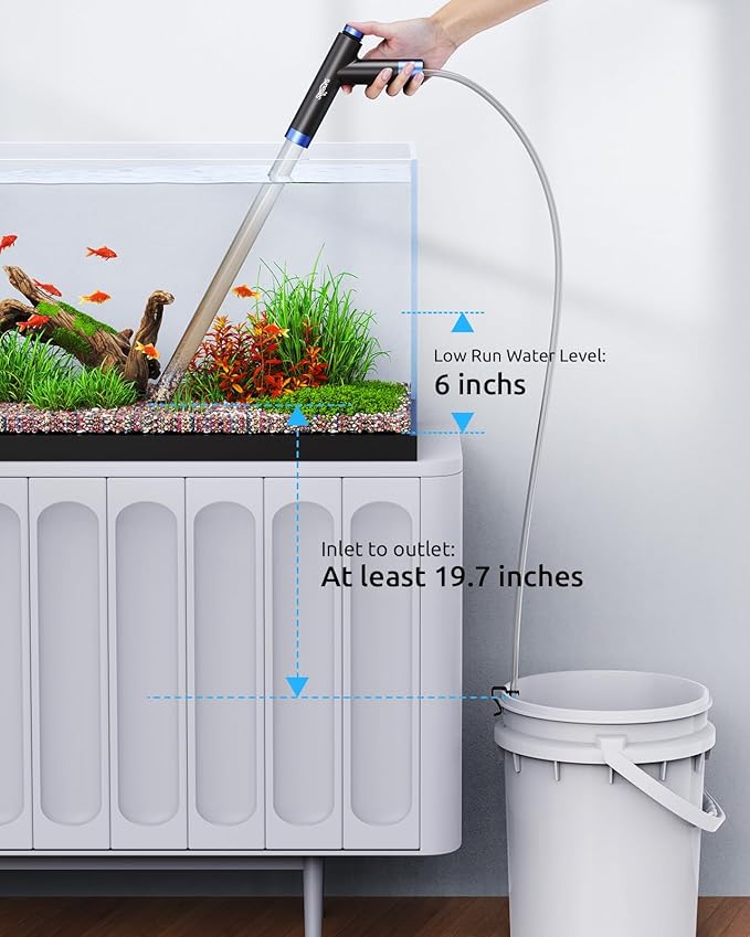 SEAOURA Fish Tank Cleaner Aquarium Gravel Vacuum Tool with Digital Magnetic Cleaner