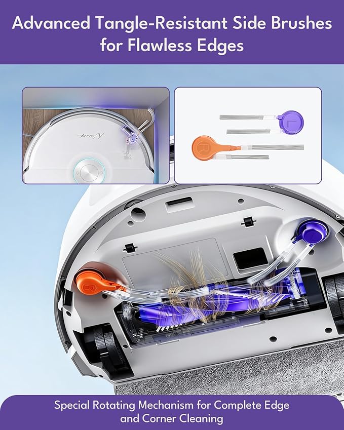 12 Pcs Accessories Kit for Narwal Flow Robot Vacuum Cleaner: 1 Main Brushes, 2+2 Side Brushes, 2 HEPA Filters, 3 Dust Bags, 1 Track Mop Pad, 1 Cleaning Brush