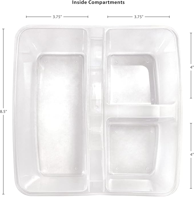Teacher Created Resources Clear Portable Plastic Storage Caddy 6-Pack for Classrooms, Kids Room, and Office Organization, 3 Compartments