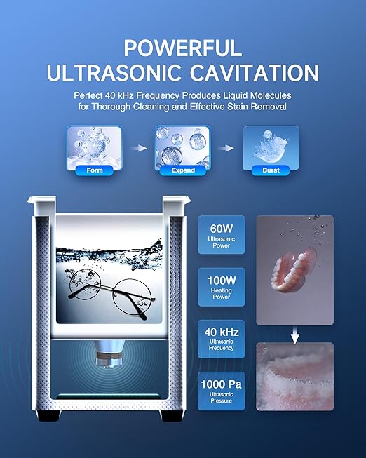 CREWORKS Professional 2L Ultrasonic Cleaner Machine & 17 fl oz Jewelry Cleaner Solution 1:40 Dilution