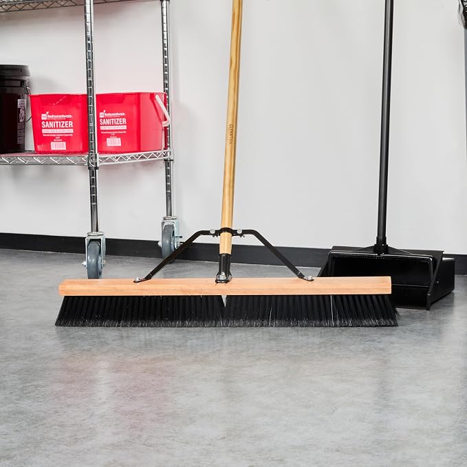 Restaurantware-BROOM HEAD ONLY: Clean Tek Professional 30-Inch Broom Head, 1 Heavy-Duty Push Cleaning Tool - Handle And Brace Sold Separately, Fine Plastic Bristles, Wooden, Commercial Use