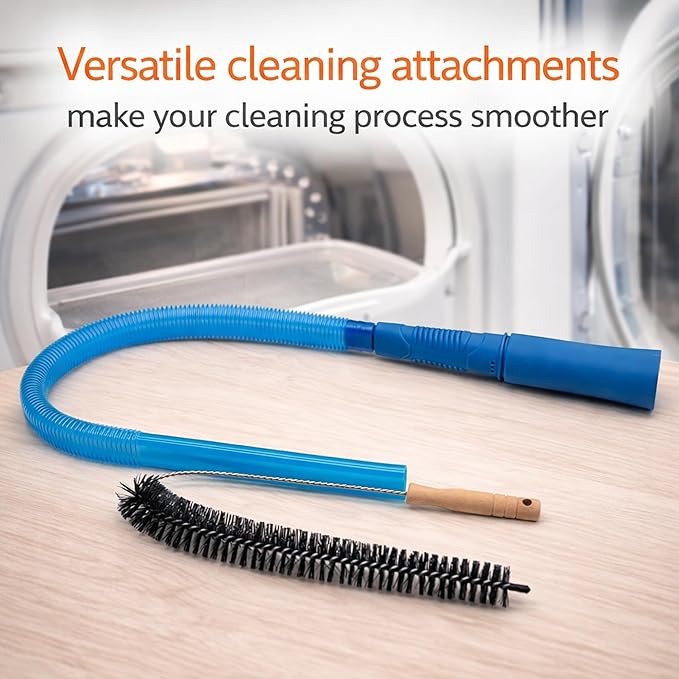 Dryer Lint Vac Attachment, Dryer Vacuum Hose Attachment, Extendable Dryer Vent Cleaner Kit Vacuum Attachment, 3-Piece Set, Compatible with All Vacuum Cleaners