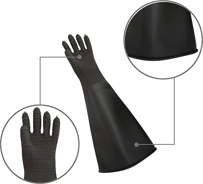 Heavy Duty Sandblasting Gloves 24.8" Rubber Gloves for Sandblaster Protective Safety Work Black Striped Glove