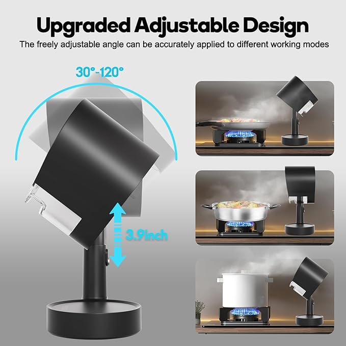 Portable Range Hood, Portable Kitchen Exhaust Fan with 3 Speeds, Desktop Range Hood with Telescoping Height, Low Noise, Large-Caliber Aluminum Filter &Oil Cup for Indoor BBQ/Hot Pot/RV