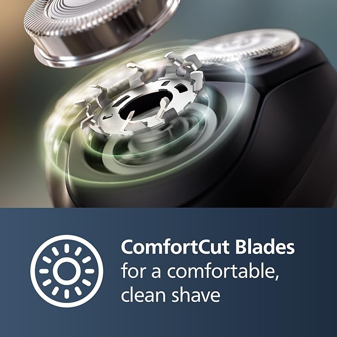 Philips Norelco Shaver 1100 Series, Dry Electric Shaver, 27 Self-Sharpening ComfortCut Blades, 4D Floating Heads, P-Cap, Deep Black, Model S1016/90