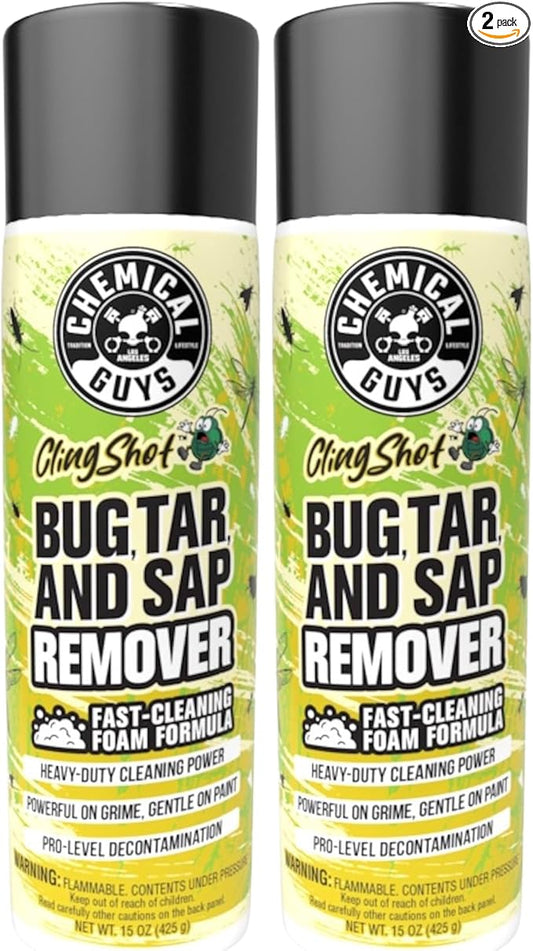 Chemical Guys Bug, Sap & Tar Remover, Fast Acting Pre Wash Cleaner for Cars, Trucks & SUVs, Removes Stuck On Residue, Road Film, Bug Splatter, Tree Sap, Grime, Spray, 2 Pack - 15 Fl Oz Each