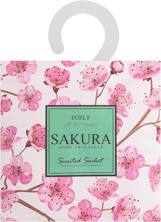 12 Pack Sakura Scented Sachets, Long-Lasting Fresh Scent, Air Freshener for Closet & Drawers, Hanging Deodorizer for Home
