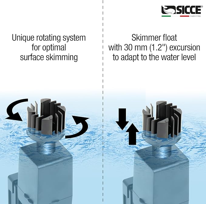 Sicce Shark MINI Aquarium Surface Skimmer 350 Plus up to 90 Gallon Aquariums | 90 GPH Flow Rate Efficient Debris Oil Film Removal Freshwater & Saltwater