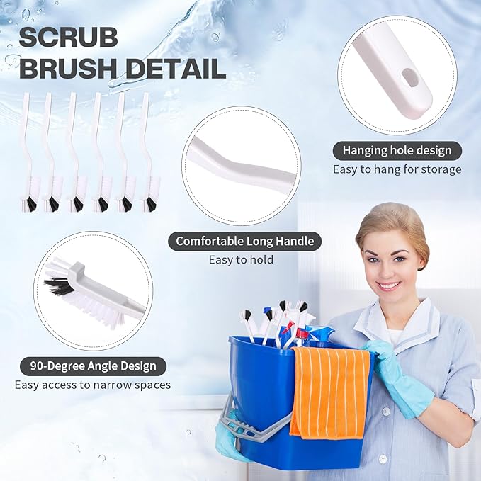 Rtteri 100 Pcs Kitchen Scrub Brush Bulk Sink Bathroom Brush Edge Corner Cleaning Brush Mini Grout Brush Right Angle Scrubbing Brush with Stiff Bristle for Household Window Track Bottle Tile Lines