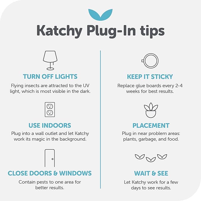 Katchy Plug-in Fly Trap Indoor – Blue Light Bug Catcher for Mosquito, Gnat, Fruit Fly & Small Moth – Chemical-Free & Eco-Friendly – All Indoor Areas: Kitchen, Living Room & Plants (2 Pack)