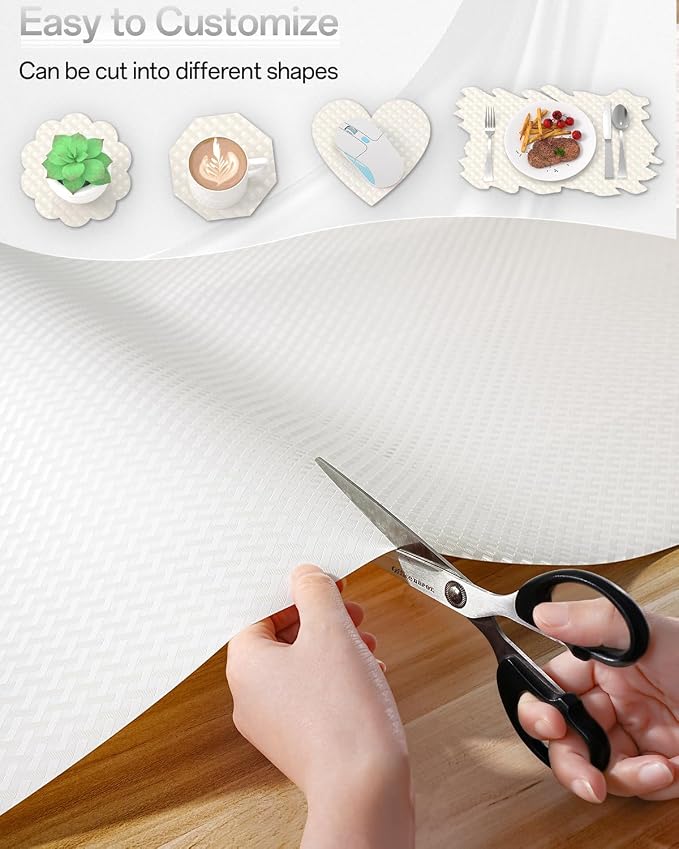 Shelf and Drawer Liner for Kitchen Cabinet, Non-Adhesive 18in x 240in Waterproof Contact Paper Refrigerator Liners Thickened Durable EVA Material Non Slip Mat for Dresser Cupboard Pantry Protector