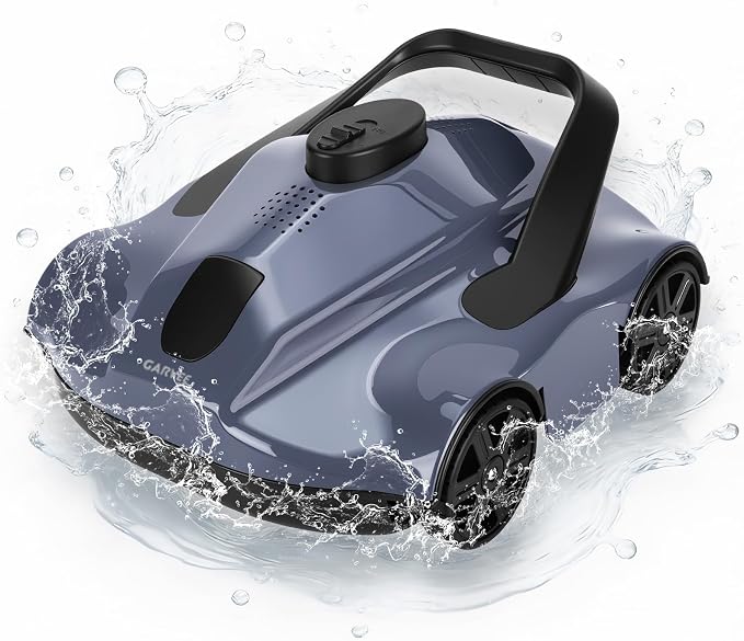 Garvee Cordless Robotic Pool Vacuum Cleaner with 130-Min Runtime, Self-Parking Technology for Above-Ground Pools up to 860 Sq.Ft, Efficient Filtration & Portable Design