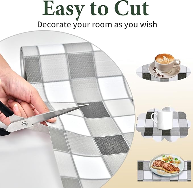 Drawer and Shelf Liner for Kitchen Cabinet: 23.6 in X 20 Ft Non Slip Waterproof Shelf Paper Non Adhesive Refrigerator Liners Gray Mosaic Easy Liners for Bathroom