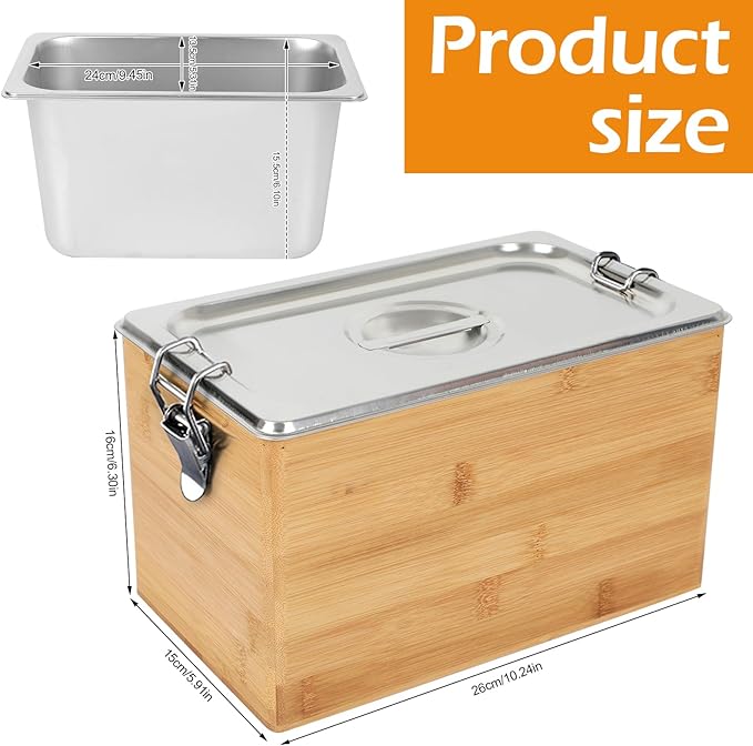 AQQHSAIN Compost Bin with Lid 1.2 Gal Countertop Compost Kitchen Scrap Indoor Large Compost Bucket Kitchen Odorless Smell Proof Composter with Stainless Steel Insert (Brown, 4.5L)