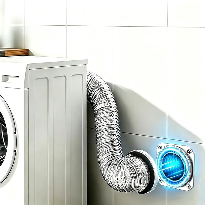 Magnetic Dryer Vent Connector Kit, 4 Inch Quick-Connect Dryer Exhaust Hose with Aluminum Foil Duct, Clamps & Screws, Airtight Sealing DV180 Kit for Easy Cleaning