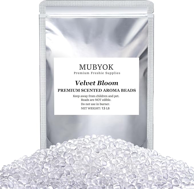 MUBYOK 1.5LB Velvet Bloom Premium Scented Aroma Beads for Making Car Freshies Supplies PreScented Beads for Car Air Freshener Sachets Long-Lasing Scent