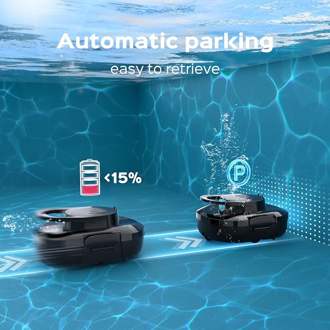 Automatic Robotic Pool Cleaner for Above Ground Pools, S1 Pro Cordless Pool Vacuum with Dual Motors, 120-Min Runtime, Large Debris Basket, Fast Charging and Auto Parking, Jet Black