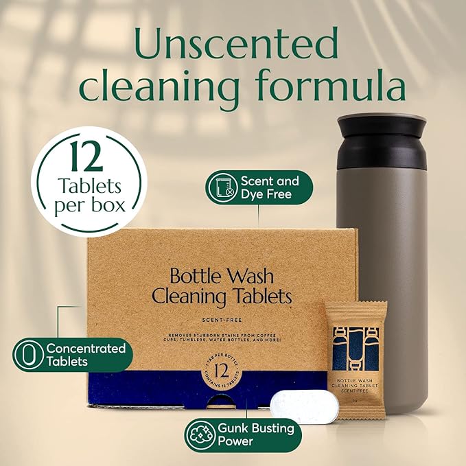 CLEANOMIC Reusable Kitchen Cloth, Bottle Wash Cleaner Tablets & Tablet Tin Bundle