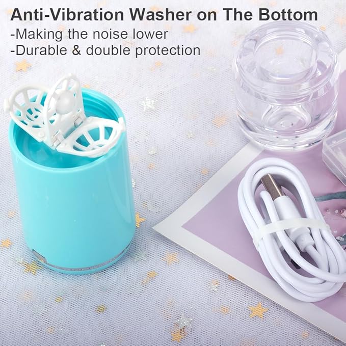 Contact Lens Cleaner, Portable Soft Contact Lens Cleaning Machine with USB Charger, Automatic Vibration Contact Lenses Cleaner Case for Traveling (Blue)