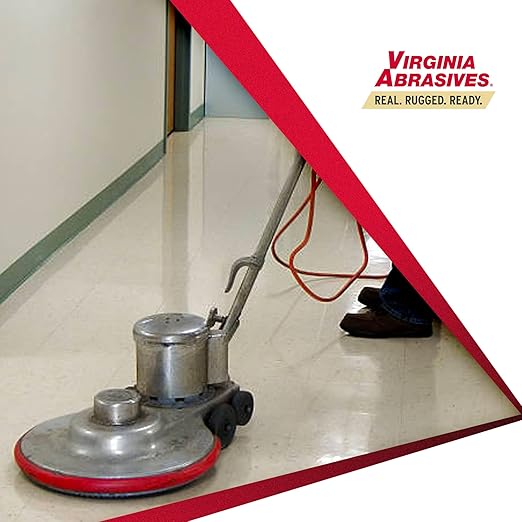 Virginia Abrasives 18” White Floor Maintenance Pads, Non-Woven Pads for Orbital Cleaning - Thick Polishing Replacement Pads, Ideal for Synthetic Floors, 5-Pack