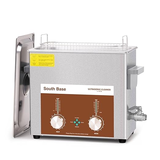 SOUTH BASE Ultrasonic Cleaner,6L 180W Stainless Steel Sonic Cleaner with Cleaning Basket,Timer&Heater,Encoded Ultrasonic Cleaning Machine for Cleaning Parts,Jewelry,Eyeglasses,Chain