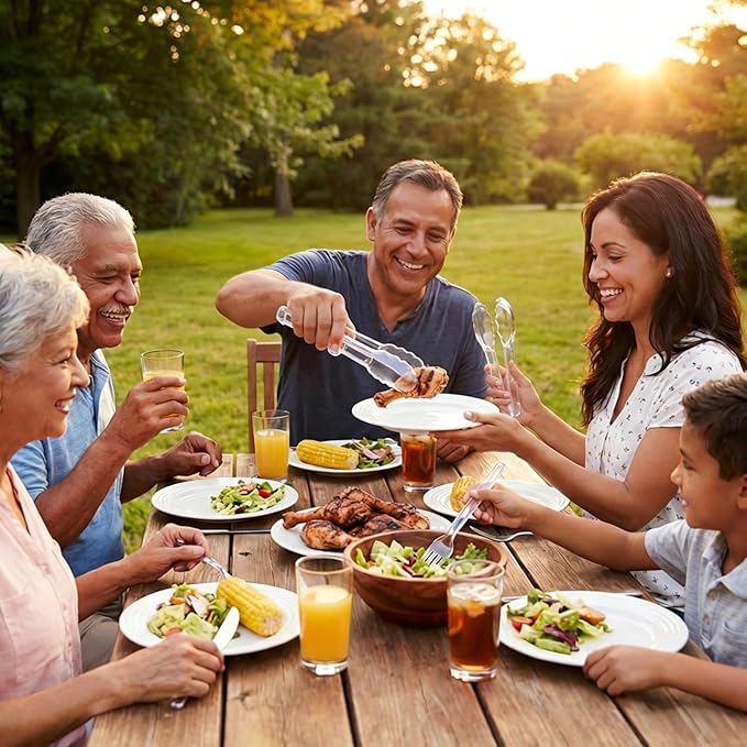 40 Pcs Large Plastic Serving Utensils Set - Serving Tongs, Serving Forks, Serving Spoons - Heavy Duty Disposable Serving Utensils for Parties, Buffet, Catering Supplies (Clear, 40 Pcs)