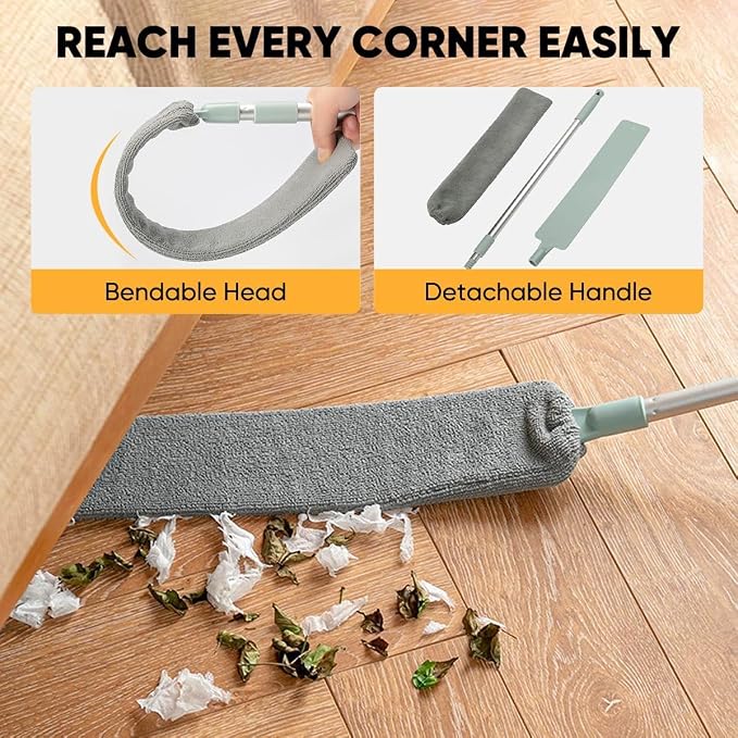 Retractable Gap Dust Cleaner Cleaning Tools with 2 Microfiber Dusting Cloths, Flat Duster Withextension Pole, Used for Cleaning Sofas, Sofa Beds, and Under Furniture (1 Dust Removal Cloth)