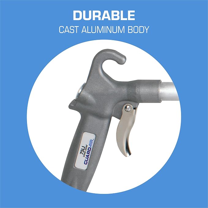 Guardair Long John Safety Air Gun with 18-Inch Aluminum Extension, High Performance OSHA Compliant Alloy Nozzle, Gray/Silver (75LJ018AA)