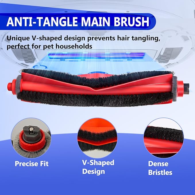 32 Pcs Q10 S5+ Replacement Accessories Compatible with Robo rock Q10 S5 / Q10 S5+ Robot Vacuum, 2 Main Brushes, 6 Mop Pads, 4 HEPA Filters, 6 Scent Tablets, 6 Side Brushes, 6Dust Bags