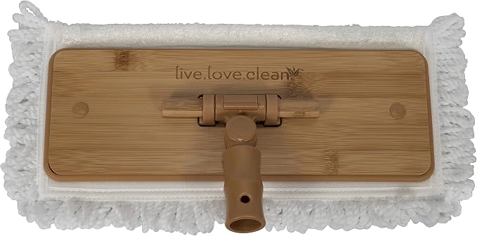 Harper Live.Love.Clean. Bamboo 2-in-1 Smooth Surface Wet/Dry Dust Mop with (2) Washable Pads for Cleaning Dust, Pet Hair & Fine Dry Dirt