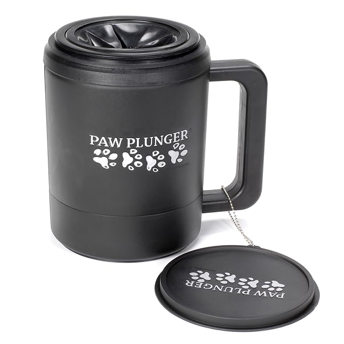 Paw Plunger – Dog Paw Cleaner - Dog and Puppy Essentials - Portable Dirty Paw Washer - Ideal for Large Dogs - Black