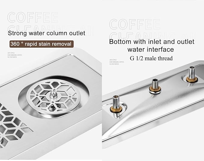 Double Headed Glass Cup Rinser Stainless Steel Glass Washer for Kitchen Sink Bottle Washer Cup Cleaner Sink Attachment Accessories for Home Bar Faucet